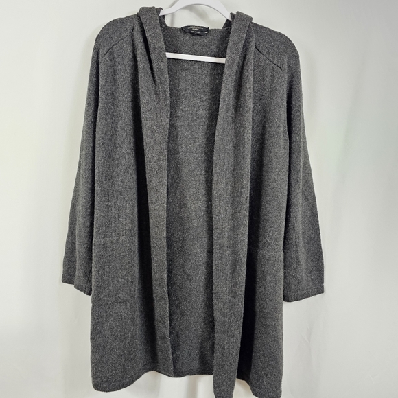 Weekend MaxMara Longline Wool Blend Hooded Cardigan in Charcoal - Size S - Picture 1 of 11